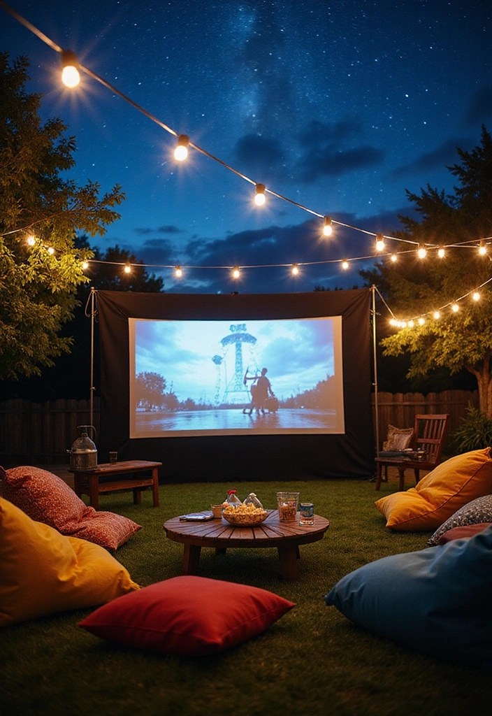 16 Backyard Ideas That’ll Make You Never Want to Leave Home Again! - 12. Cozy Outdoor Movie Night
