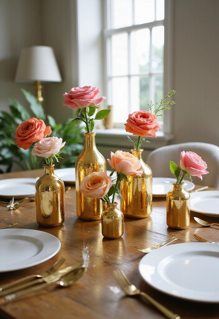 30 DIY Home Decor Projects That Look Insanely Expensive (But Cost Less Than $20!) - 2. DIY Gold Leaf Vases